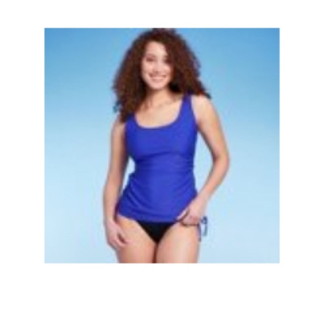 Kona Sol Royal Blue Tankini Top with Black Bottoms